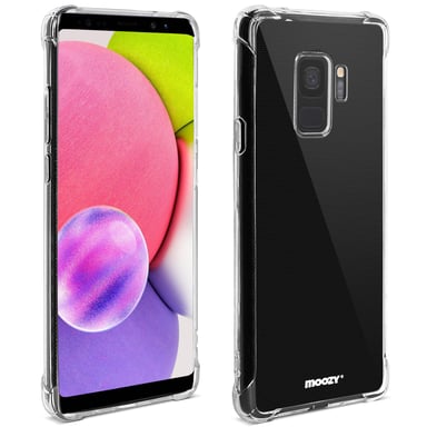 Moozy Coque en silicone anti-choc pour Samsung S9 - Coque de téléphone transparente et transparente en TPU souple