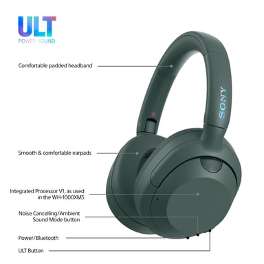 Sony ULT Wear WHULT900NB Casque Avec fil & sans fil bluetooth, Vert
