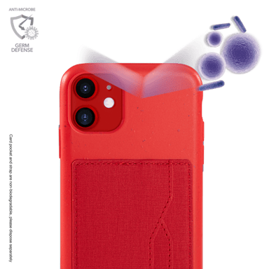 Coque antibactérienne Vegan bio en bandoulière pour Apple iPhone 11, Rouge écarlate