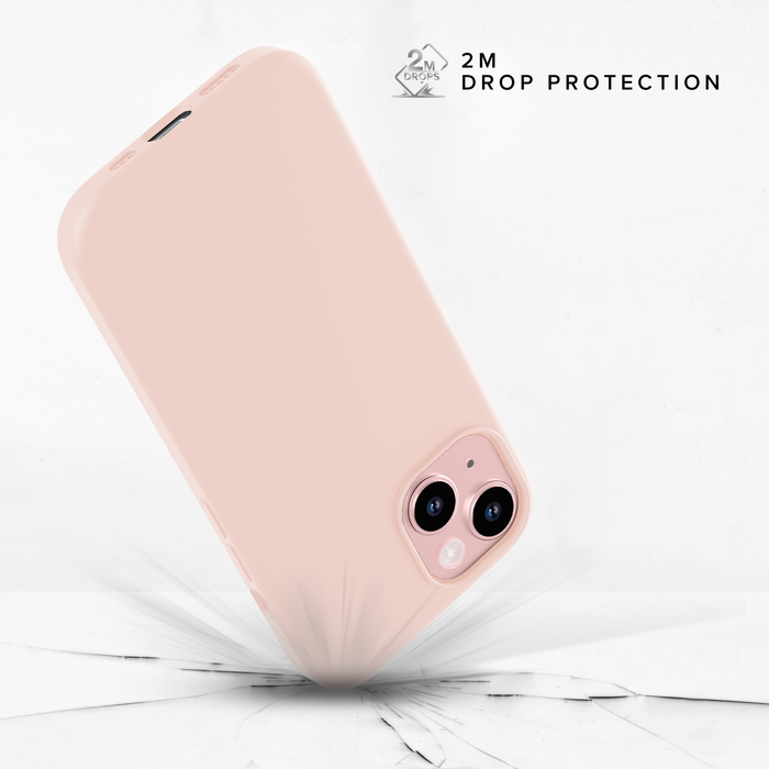 Coque antichoc en gel de silicone doux pour Apple iPhone 15, Rose Brumeux