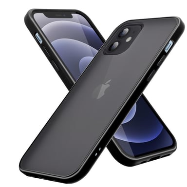 Coque pour Apple iPhone 12 PRO MAX en MAT NOIR Housse de protection Étui hybride avec intérieur en silicone TPU et dos en plastique mat