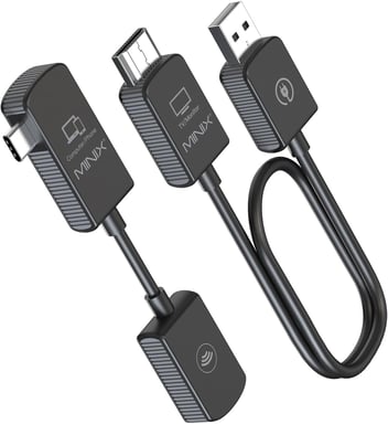 Extensor HDMI Inalámbrico MINIX C1 USB-C, Transmisor USB-C y Receptor HDMI, 1080P 60Hz, Portátil, Plug and Play para Ordenadores Portátiles, PC, Smartphones, Proyección de Pantalla, Teléfono IP15 Android, 164ft, Sin Controlador