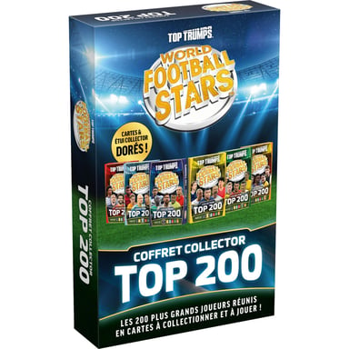 Jeu de cartes WINNING MOVES Top Trumps World Football Stars TOP 200 Pack collector coffret doré