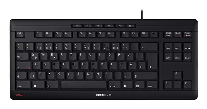 CHERRY STREAM KEYBOARD TKL clavier mécanique filaire sans pavé numérique Disposition allemande QWERTZ Frappe silencieuse Sensation de frappe unique