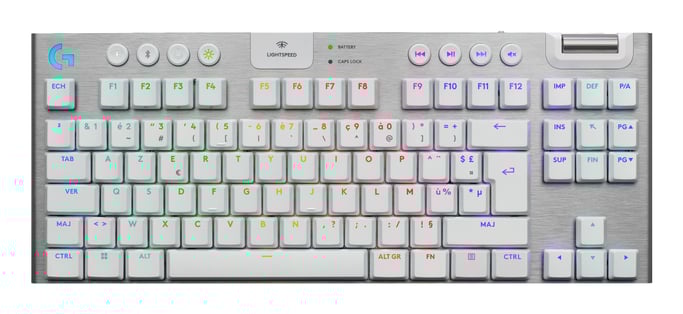 Logitech G G915 X LIGHTSPEED teclado Juego USB + RF Wireless + Bluetooth AZERTY Francés Blanco