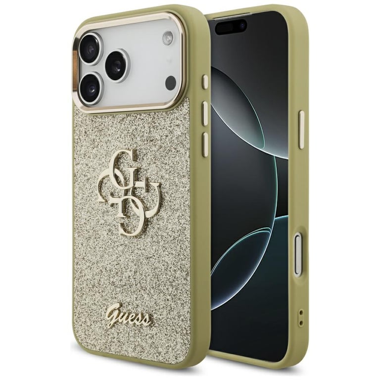 Guess Étui Fixed Glitter Big 4G Metal Frame pour iPhone 17 Pro Max