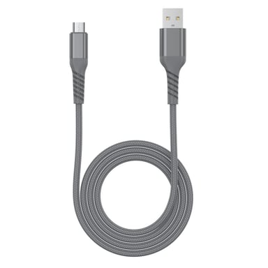 WE Cavo USB-Micro USB intrecciato in nylon e kevlar ultraresistente, 1 metro, certificato MFi, ricarica e sincronizzazione dati - grigio
