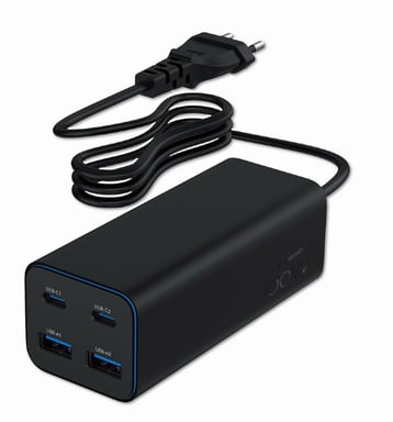Gembird TA-UC-2A2C-PD100-01-BK chargeur d'appareils mobiles Ordinateur portable, Smartphone Noir Secteur Charge rapide Intérieure