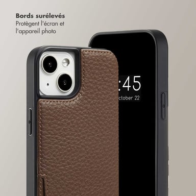 Selencia Coque de télephone Nova avec cordon et porte-cartes pour Apple iPhone 14 / 13 - Mocha Brown