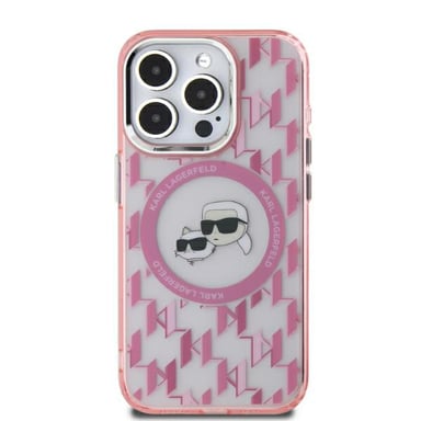 Karl Lagerfeld KLHMP15SHMCKMHP Custodia rigida per iPhone 15 6,1'' rosa IML Monogram Karl&Choupette Head MagSafe