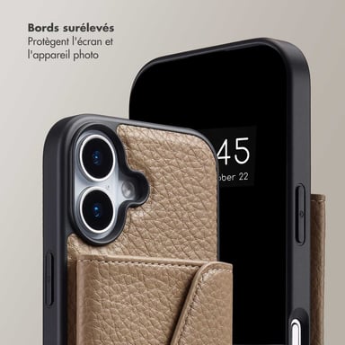 Selencia Coque de télephone Sera avec cordon et porte-cartes enveloppe pour Apple iPhone 17 - Taupe