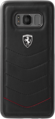 Ferrari Heritage Coque en cuir véritable pour Samsung Galaxy S8+, Noir