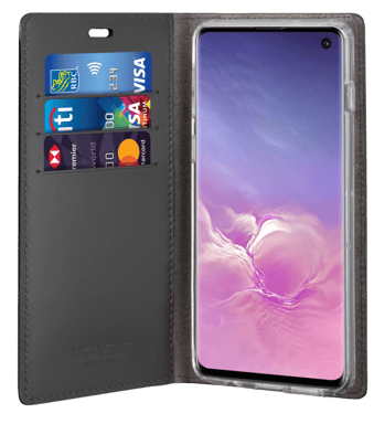 Diarycase 2.0 Custodia a conchiglia in vera pelle con supporto magnetico per Samsung Galaxy S10, Midnight Black