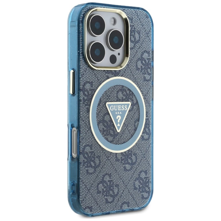 Coque Guess IML Metal Glitter 4G Circle Triangle MagSafe pour iPhone 16 Pro - vue 10