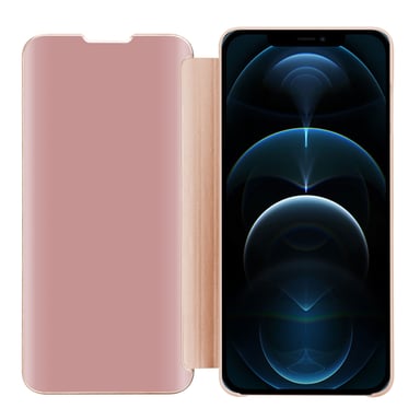 Coque pour Apple iPhone 13 PRO MAX en KUNZIT ROSE Clear View Housse de protection Étui de protection miroir avec fonction de support Protection à 360 degrés