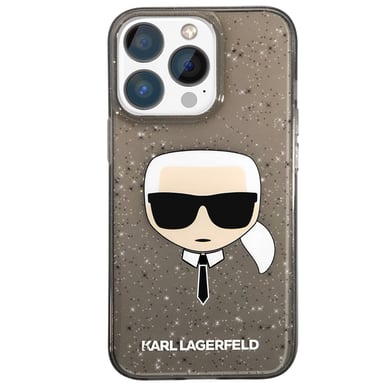 Coque pour Apple iPhone 13 Pro Translucide Pailletée Karl Noir