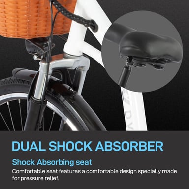 DYU C6 Bicicleta eléctrica para adultos, 26'', bicicleta urbana con cesta, motor de 350 W, batería de 36 V y 12,5 Ah