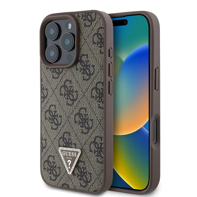 Guess Coque pour Apple iPhone 16 Pro Édition 4G Strass Triangle Métallisé - vue 2