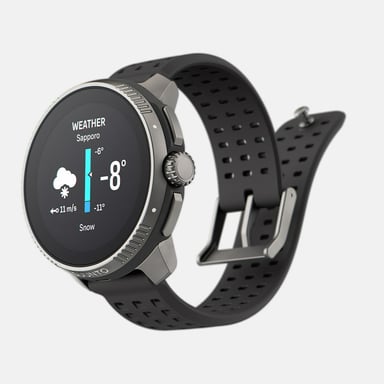 Reloj de pulsera deportivo GPS Suunto Race Titanium Charcoal 36 mm con correa de silicona negra