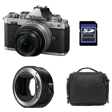 NIKON Z fc + Z 16-50 Plata + Bolsa + Tarjeta SD 8 GB + Adaptador FTZ II