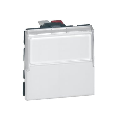 Poussoir inverseur 2 modules Legrand Mosaic 077043 6A 250V avec porte-étiquette transparent Blanc
