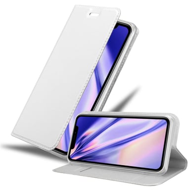 Coque pour Apple iPhone 11 en CLASSY ARGENT Housse de protection Étui avec fermeture magnétique, fonction de support et compartiment pour carte