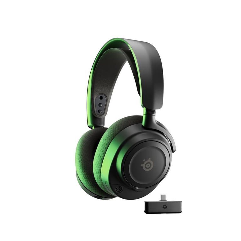 Casque gaming STEELSERIES Arctis Nova 7X Gen 2 sans fil Bluetooth dongle USB-C micro rétractable Noir accents verts - Neuf
