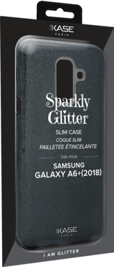 Carcasa delgada con purpurina para Samsung Galaxy A6+ 2018, negro