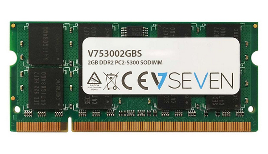V7 2GB DDR2 PC2 5300 667Mhz SO DIMM Notebook Module de mémoire V753002GBS Neuf