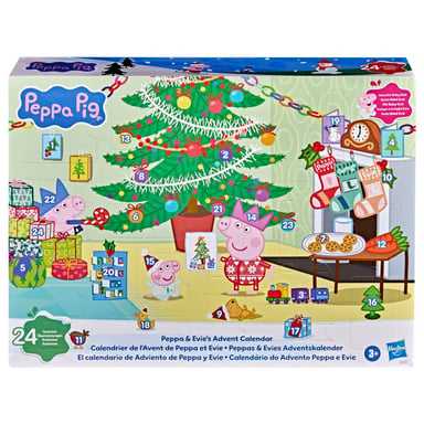 Calendrier de l'Avent Peppa Pig Peppa & Evie HASBRO 24 surprises 2 figurines autocollants Rose - Neuf