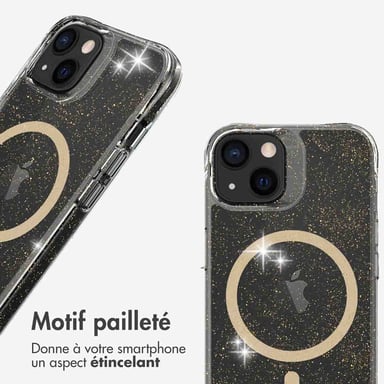 imoshion Coque arrière transparente Pailletée avec MagSafe pour Apple iPhone 13 - Doré
