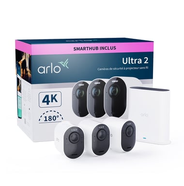 Arlo Ultra 2 Caméra de Surveillance extérieure, pack de 3 blanc