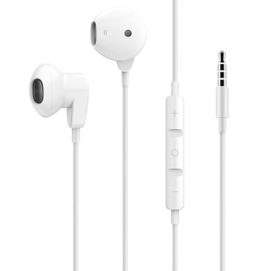 Écouteurs Filaires Jack 3.5mm Microphone Fonction Kit Mains Libres Blanc