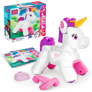Mattel Jeu de construction 3 en 1 MEGA BLOKS Ma Licorne à Construire 26 pièces