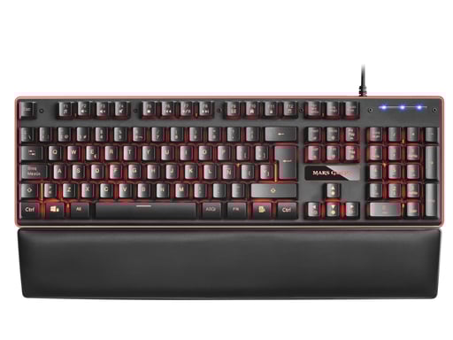 Mars Gaming MK320ES, Teclado Gaming H-Mech, 13 Modos RGB y Halo, Reposamuñecas Acolchado, Antighosting, Idioma Español, Color Negro