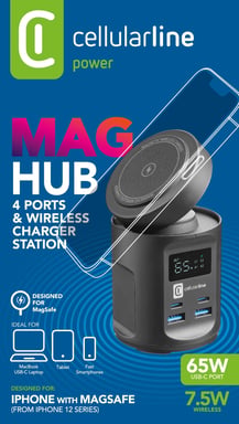 Cellularline MAG HUB Stazione di ricarica senza fili con 4 porte USB