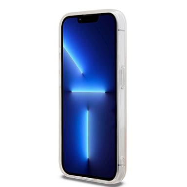 Custodia DKNY per iPhone 15 Pro 6.1'' rosa Custodia rigida IML con motivo mono a scacchi e strisce stampate MagSafe