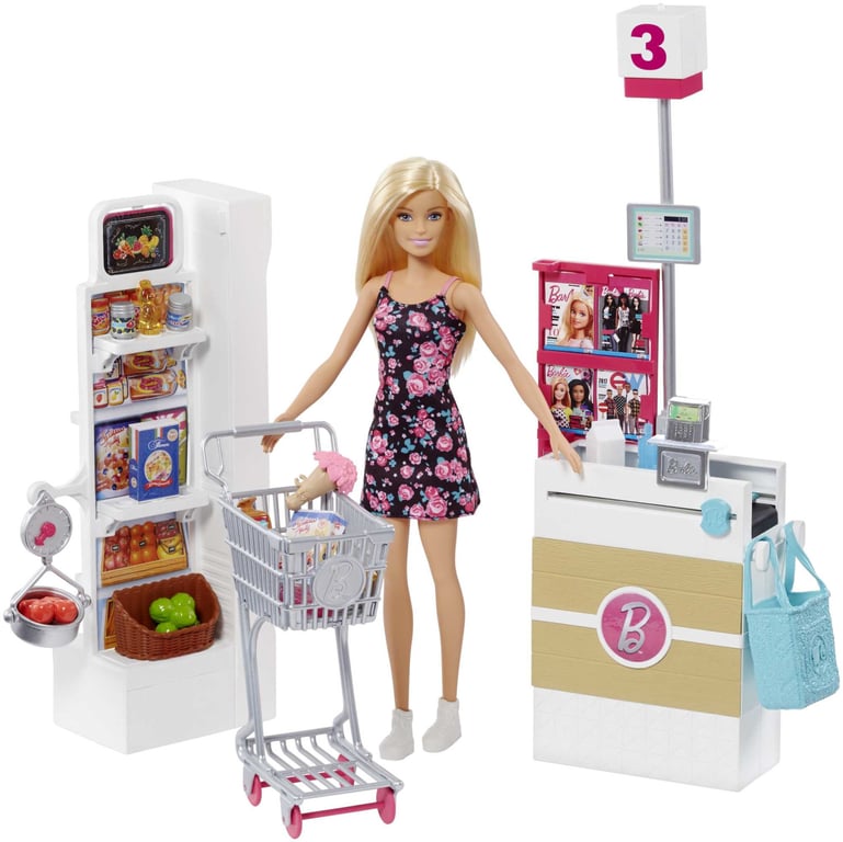 Mattel Games Barbie - Coffret Supermarché et Poupée - Poupée Mannequin - 3 ans et + - Neuf