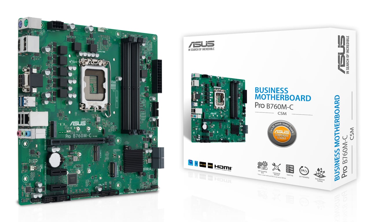 ASUS B760M C CSM Carte mère micro ATX Socket LGA1700 B760 Chipset USB 3.2 Gen 1 Gigabit LAN carte graphique embarquée unité centrale requise audio HD 8 canaux - vue 2