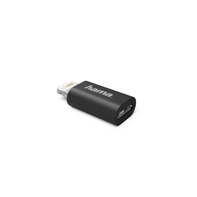 Adaptateur micro-USB sur fiche Apple Lightning, MFI, noir