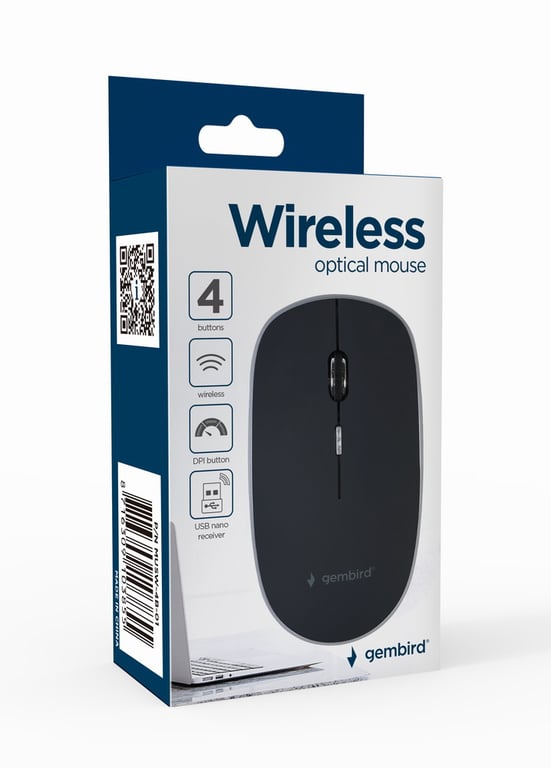 Souris Gembird MUSW-4B-01 – Optique Ambidextre RF Sans Fil 1600 DPI 4 Boutons - vue 3