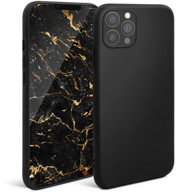 Funda de silicona Moozy Minimalist Series para iPhone 13 Pro, negra - Ligera carcasa protectora de TPU de acabado mate, fina y flexible con superficie mate