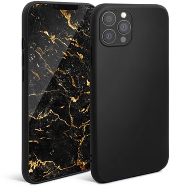 Moozy Minimalist Series Coque en silicone pour iPhone 13 Pro, noir – Finition mate légère, coque de protection fine et souple en TPU avec surface mate