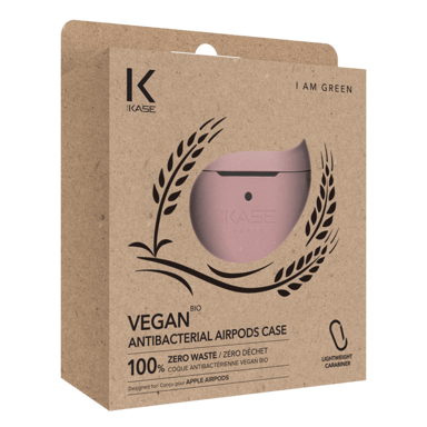 Coque antibactérienne vegan bio 100 % zéro déchet pour Apple AirPods, Rose rhubarbe
