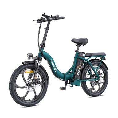 HillMiles MilePort 1 Bicicletta elettrica - Motore 250W Batteria 36V13Ah Pneumatici da 20 pollici Freni a disco meccanici - Verde