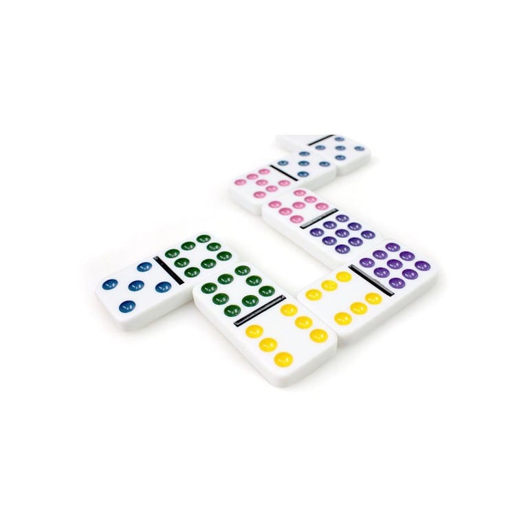 Jeu De Dominos TACTIC Double 9 – 55 Pièces À Points Colorés En Boîte Métal - vue 3