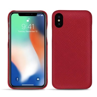 Coque cuir Apple iPhone Xs Max -  - Rouge - Cuir saffiano