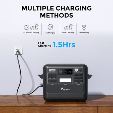 Central eléctrica portátil FOSSiBOT F2400 2048Wh Negro 2400W LiFePO4