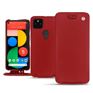 Housse cuir Google Pixel 5 -  - Rouge - Cuir lisse