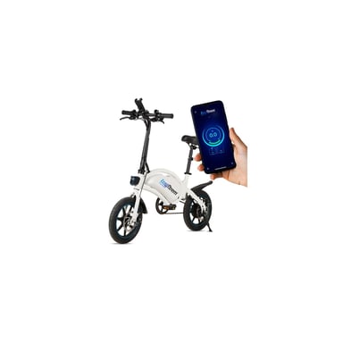 Vélo électrique 250W avec pédales et application  250 W, autononie du 25 km Km, roue du 14'', coleur Blanc